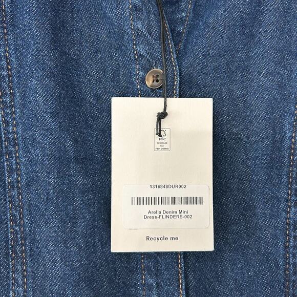 NWT Reformation Arella Denim Mini Dress Sleeveless Dark Wash Women’s Size 2 - Picture 6 of 9